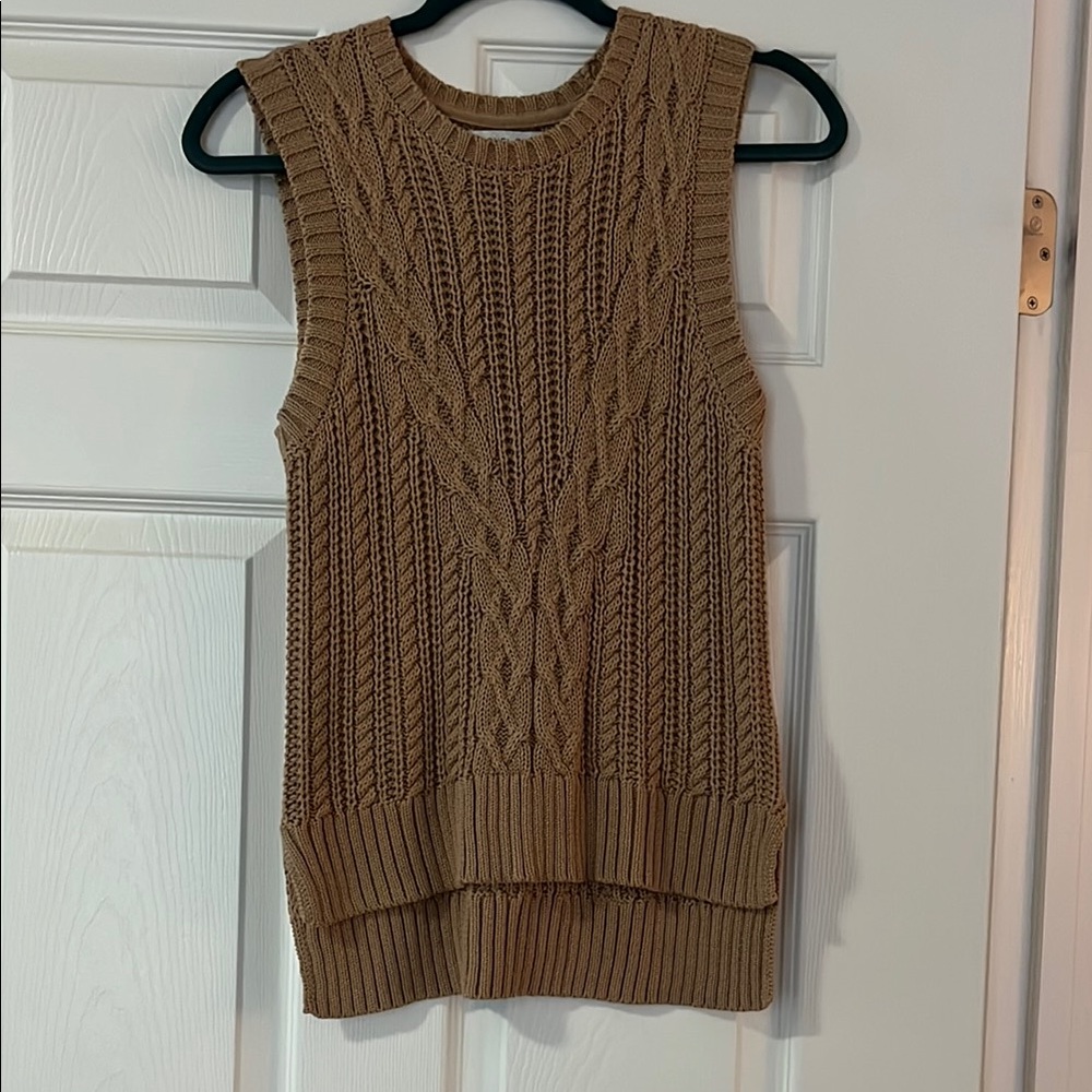 Rachel Zoe Brown Cable Knit Sleeveless Top